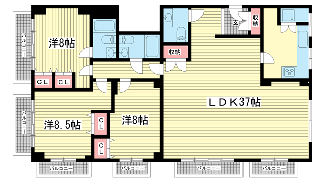 第3スカイマンション｜神戸市中央区北野町（神戸市営地下鉄線三宮駅）のマンション間取
