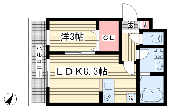 エハコ日暮通|神戸市中央区日暮通(阪神本線春日野道駅)のマンション間取 エハコ日暮通|神戸市中央区日暮通(阪神本線春日野道駅)のマンション間取
